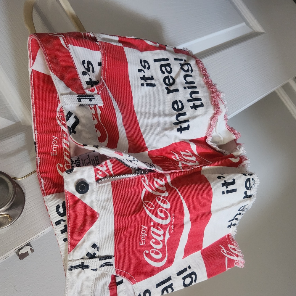 Coca-Cola Red and White Denim Shorts